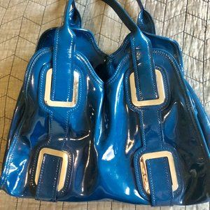 Nicola Italian Blue Patent Leather shoulder bag